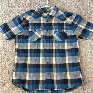 Vans Blue and Black Casual Button Down Shirt